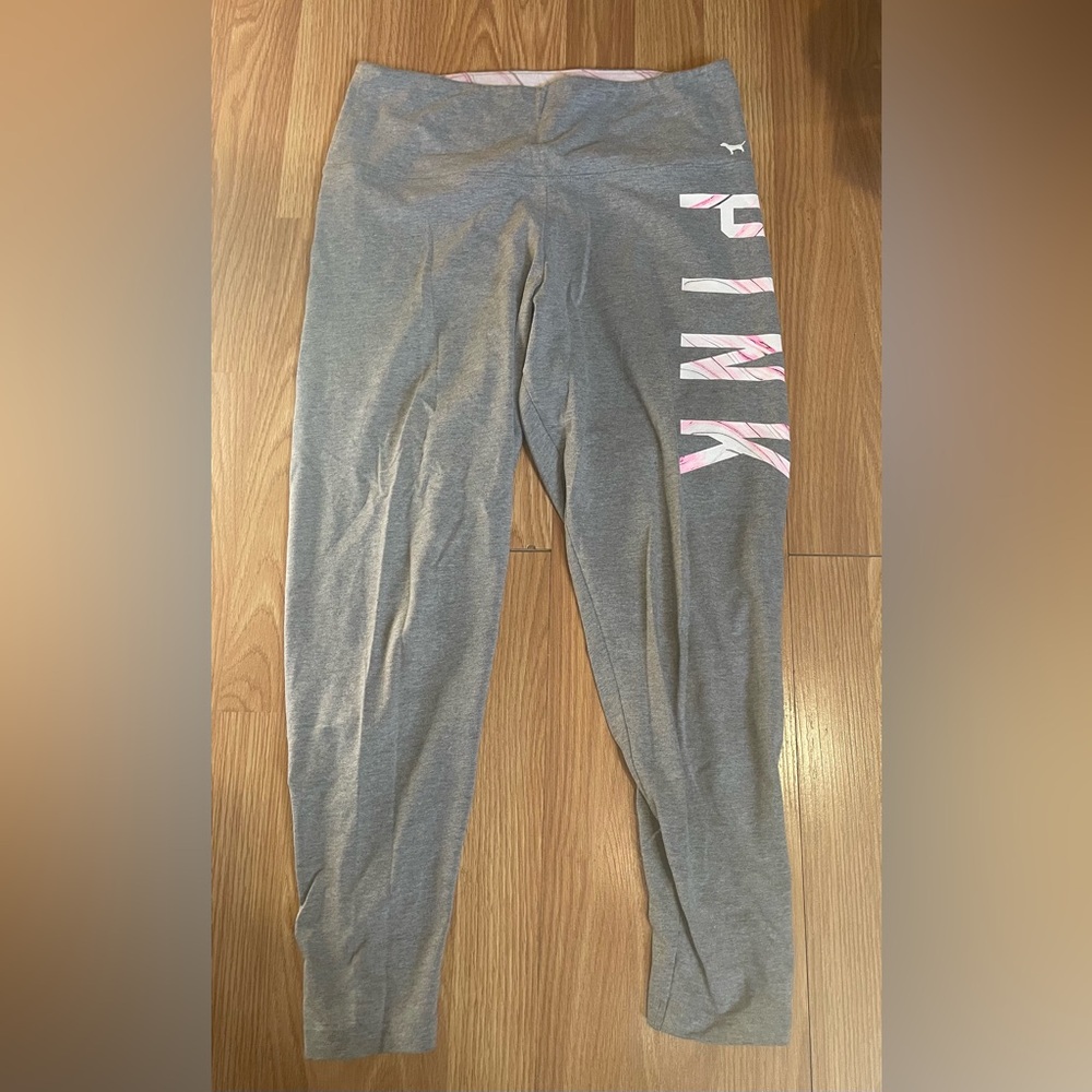 PINK Victoria's Secret Gray Leggings with Pink Logo